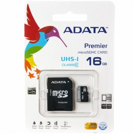 MicroSD   16GB A-DATA Class 10 Premier UHS-I + SD  (PC) 