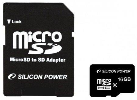 MicroSD   16GB Silicon Power Class 6 +SD  (PC) 