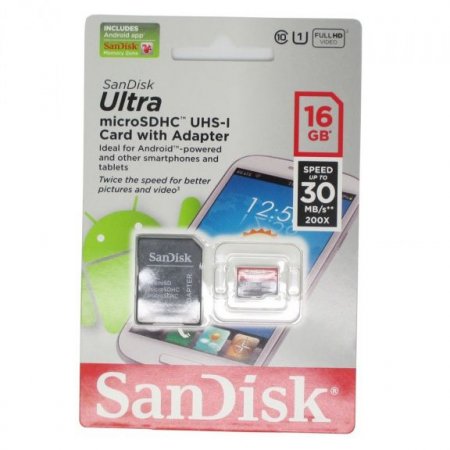 MicroSD   16GB SanDisk Class 10 Ultra 30MB/s Rus   (PC) 