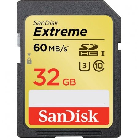 SDHC   32GB Sandisk Class 10 Extreme UHS-I (U3) R/W 60/40MB/s (PC) 