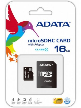 MicroSD   16GB A-Data Class 4 +SD  (PC) 