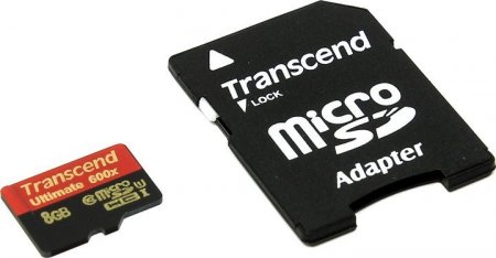 MicroSD   8GB Transcend Class 10 UHS-I 600x Ultimate +SD  (PC) 