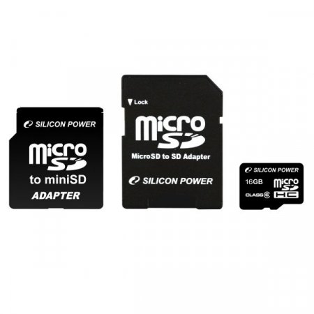 MicroSD   16GB Silicon Power Class 4 + SD  (PC) 