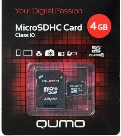 MicroSD   4GB Qumo Class 10 + SD  (PC) 