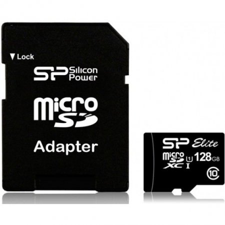 MicroSD   128GB Silicon Class 10 Elite UHS-I (U3),R/W 75/15 MB/s + SD  (PC) 