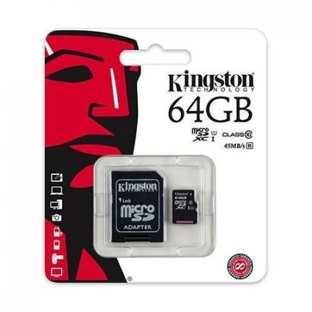 MicroSD   64GB Kingston Class 10 UHS-I 45 MB/s   (PC) 