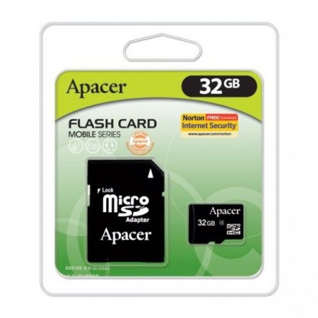 MicroSD   32GB Apacer Class 4 + SD  (PC) 