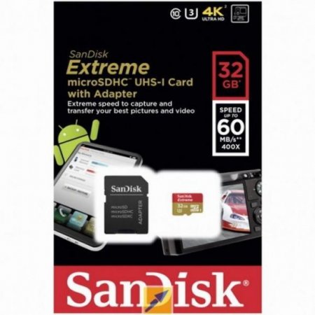 MicroSD   32GB SanDisk Class 10 Extreme UHS-I (U3) 60MB/s (PC) 