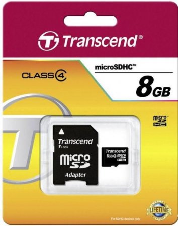 MicroSD   8GB Transcend Class 4 + SD  (PC) 