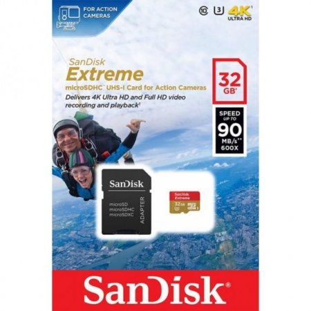 MicroSD   32GB SanDisk Class 10 Extreme Action Sport Cam 90MB/s (PC) 