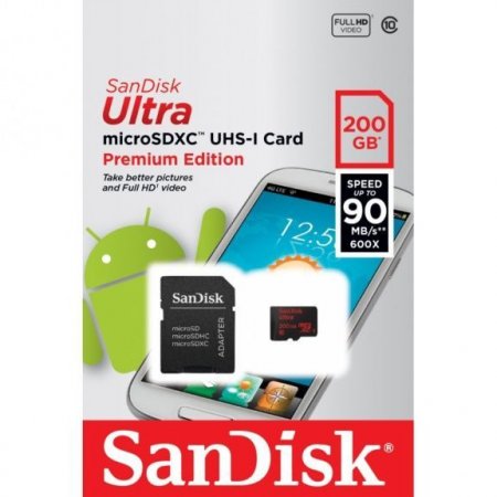   SDXC 200 GB Sandisk Class 10 Ultra UHS-I (U3) 90MB/s Android (PC) 