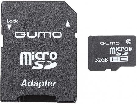 MicroSD   32GB Qumo Class 10 +SD  (PC) 