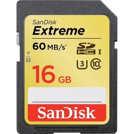 SDXC   16GB Sandisk Class 10 Extreme UHS-I (U3) R/W 60/40MB/s (PC) 