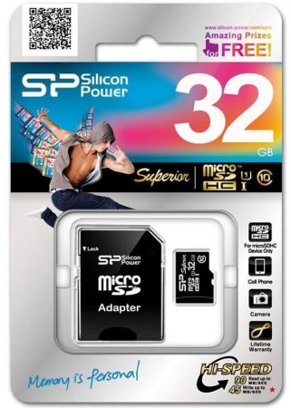 MicroSD   32GB Silicon Power Class 10 Superior UHS-I + SD  (PC) 