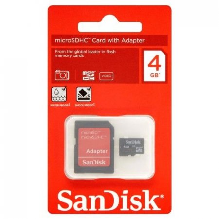 MicroSD   4GB SanDisk Class 4 + SD  (PC) 