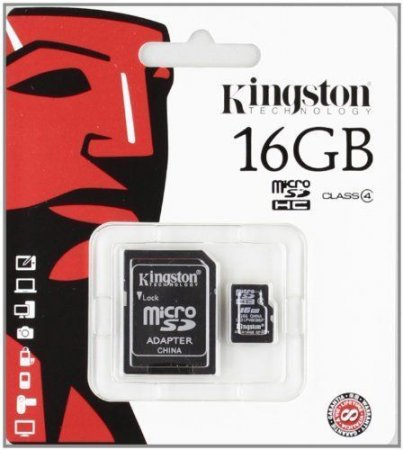MicroSD   16GB Kingston Class 4 +SD  (PC) 