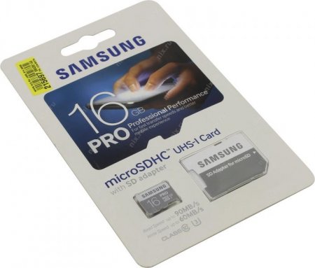 MicroSD   16GB Samsung Class 10 PRO U3 R/W 90/60 MB/s + SD  (PC) 