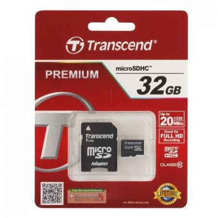 MicroSD   32GB Transcend Class 10 +SD  (PC) 