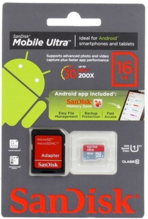 MicroSD   16GB SanDisk Class 10 Extreme UHS-I 60Mb/s + SD  Android (PC) 