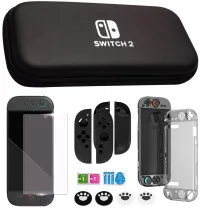 Сумка (Черный) + силиконовый чехол + силиконовый чехол для Joy-Con + защитное стекло + накладки на стики (Switch 2)