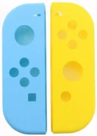 Силиконовый чехол на контроллеры Joy-Con (правый и левый) (Joy-Con Silicon Case) Голубой/Желтый (Switch) (OEM)