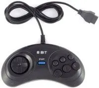 Геймпад проводной 8 bit Controller узкий разъем 9 Pin (Форма Sega) (Черный)