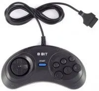 Геймпад проводной 8 bit Controller широкий разъем 15 Pin (Форма Sega) (Черный)