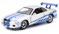 Машинка Jada Toys: 2002 Ниссан Скайлайн ГТР Р34 1:32 (2002 Nissan Skyline GTR R34 1:32) Форсаж (The Fast and the Furious) (97184) 12 см