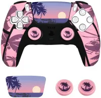 Защитный силиконовый чехол + 2 накладки на стики + наклейка для геймпада Playstation DualSense GTA VI (6) (PS5) OEM