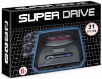 Игровая приставка 16 bit Super Drive Classic (31 в 1) + 31 встроенная игра + 2 геймпада (Черная)