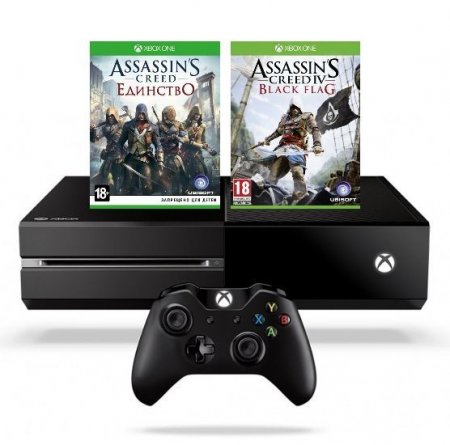   Microsoft Xbox One 500Gb Rus  + Assassin's Creed:  (Unity) + Assassin's Creed:   (Black Flag) (   