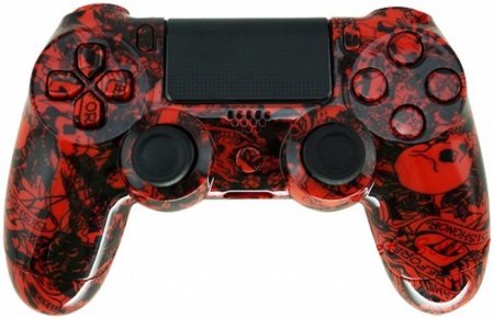    +  PS4 Shell Case Hydro Dipped Crazy Red Skull  DualShock 4 Wireless Controller    (PS4) 