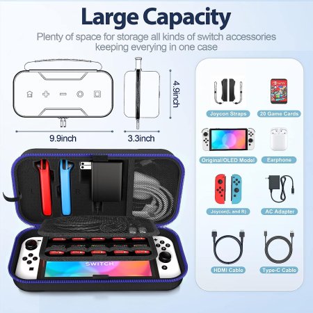 Чехол-сумка Carry Case Oivo (IV-SW188) Blue (Синий) (Switch/Switch OLED)