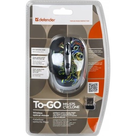 Мышь беспрводная DEFENDER To-GO MS-575 Nano, карбон (PC) 