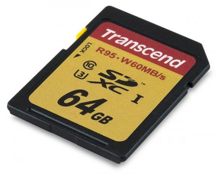 SDXC   64GB (Transcend) Class 10 UHS-I U3 (95/60 Mb/s) (PC) 