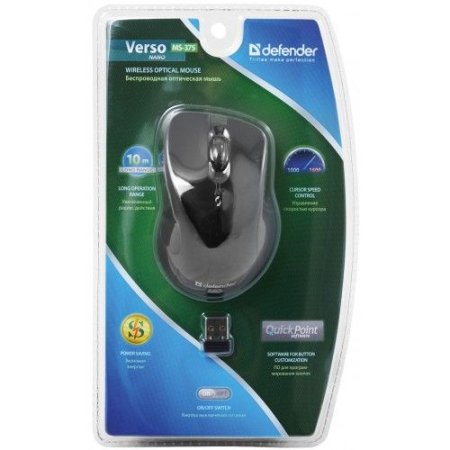Мышь беспроводная DEFENDER Verso MS-375 Nano, чёрная (PC) 