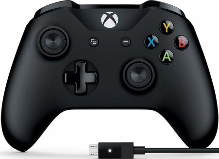   Microsoft Xbox One S/X Wireless Controller Black () + Cable for Windows  (Xbox One) 
