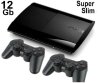 Игровая приставка Sony PlayStation 3 Super Slim (12 Gb) Black (чёрная) + 2 Беспроводных контроллера DualShock 3
