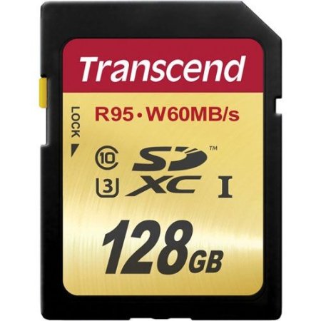 MicroSD Карта памяти 128GB Transcend Class 10 UHS-I + SD адаптер (PC) 