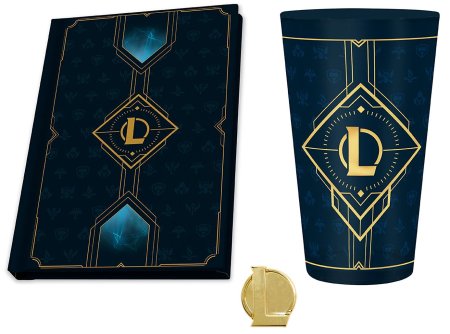 Набор подарочный ABYStyle: Бокал + Значок + Записная книжка Хекстек лого (Hextech logo) Лига Легенд (League Of Legends) (ABYPCK215)