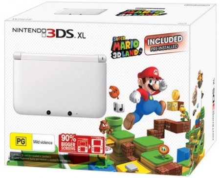  Nintendo 3DS XL HW White ()   +  Super Mario 3D Land  Nintendo 3DS