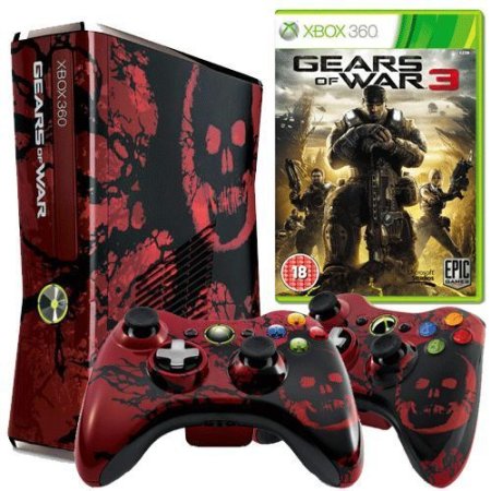 Игровая приставка Microsoft Xbox 360 Slim Red 320Gb Limited Edition + 2 Беспроводных Контроллера + Игра Gears Of War 3