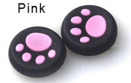  Накладки на стики геймпада Cover for Stick Silicon 2 in 1 Лапка Black/Pink 