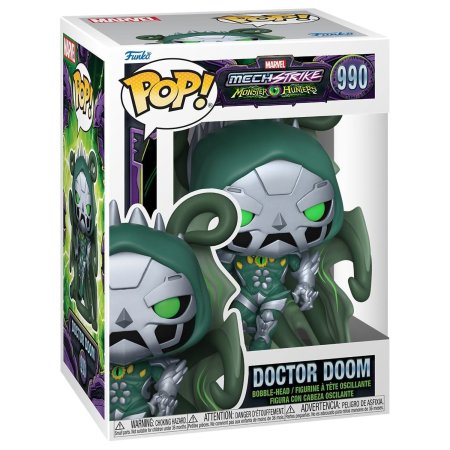 фигурки Фигурка Funko POP! Bobble: Доктор Дум (Dr. Doom) Марвел: Удар меха: Охотники на монстров (Marvel: Mech Strike Monster Hunters) ((990) 61522) 9,5 см