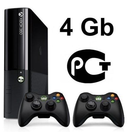 Игровая приставка Microsoft Xbox 360 Slim E 4Gb Rus Black + 2 Беспроводных контроллера