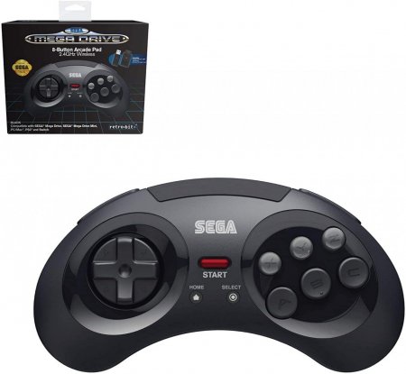  Sega Mega  8 Button Arcade Pad 2,4GHz Wireless Black Retro-Bit (SKU-1140067) (Switch/PC/PS3//Mega  Mini)