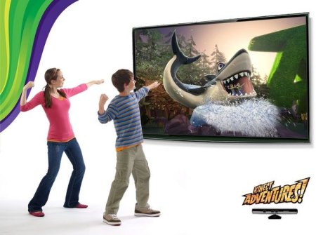 Сенсор движений Microsoft Kinect для Xbox 360 + Сборник Kinect Adventures 5 игр Русская версия + Загружаемая игра Kung Fu Panda 2 (Xbox 360) 