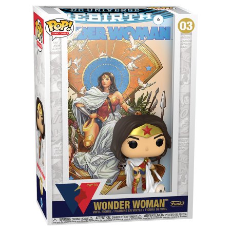фигурки Фигурка Funko POP! Comic Covers: Чудо-Женщина (Возрождение) На Троне (Wonder Woman (Rebirth) On Throne) ДиСи Чудо-женщина 80-летие Первого Появления (DC Wonder Woman 80th) (55010) 9,5 см
