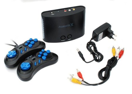 Игровая приставка 16 bit Sega Magistr Х (220 в 1) + 220 встроенных игр + 2 геймпада (Черная)