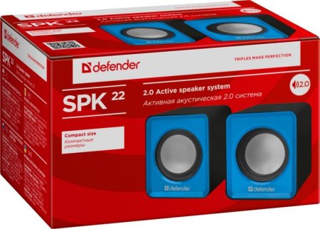 Активная система DEFENDER, 2.0, SPK-22, USB, синяя (PC) 